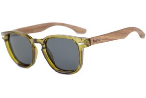 Wilga olive green sunglasses with wooden arms
