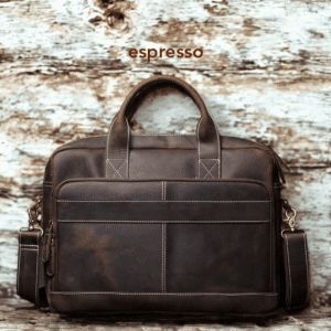 espresso dark brown colour leather laptop case