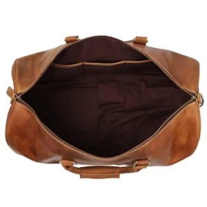 Inside leather duffle bag