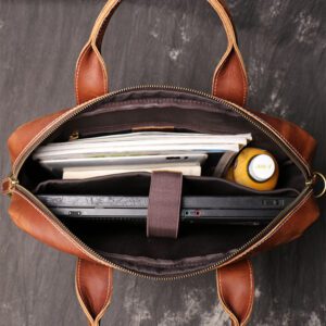 inside of leather laptop briefcase