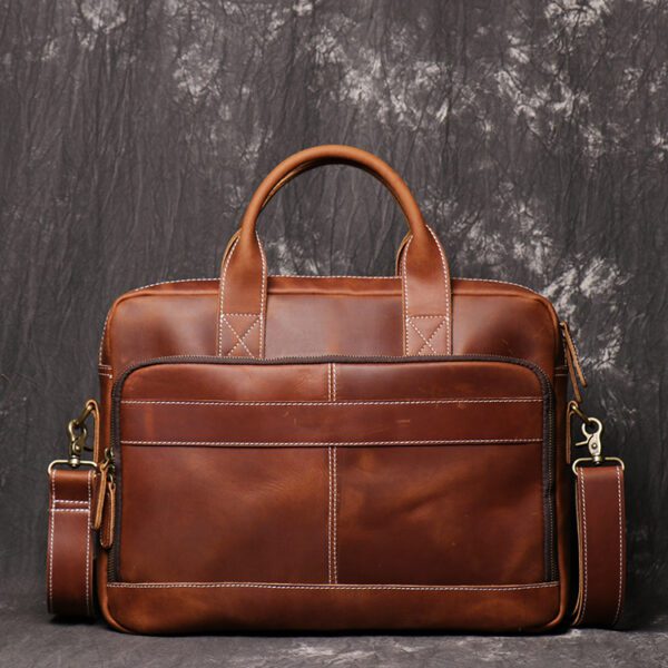 full grain leather laptop and briefcase