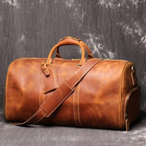 full grain leather duffle bag