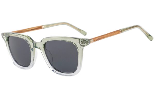 Varna green frame sunglasses with wooden arms