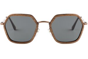 Front of Hexagonal wooden Sunglasses