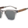 lennox fade grey acetate sunglasses with wooden temples