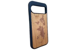 Wooden Pixel 9/9 Pro & 9 Pro XL Case with World Map