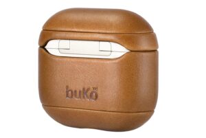 leather AirPods 4 case with buko logo