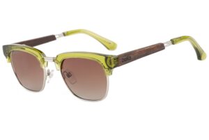 Ewell green frame sunglasses with wood arms