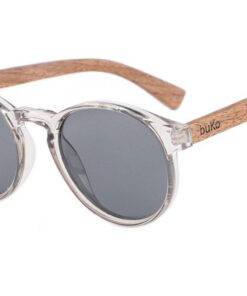 Rosco crystal clear frame wooden sunglasses