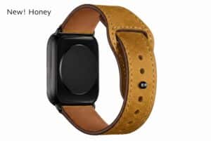 honey Bohem leather Apple Watch band on a rose gold Apple Watch