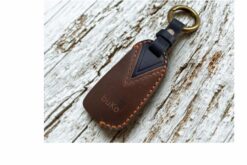 leather car key cover with keyring