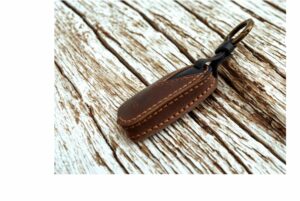 side of leather car key cover