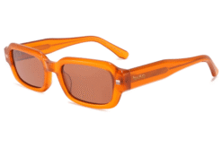 Valley rectangular orange sunglasses by buko with brown polarised lenses