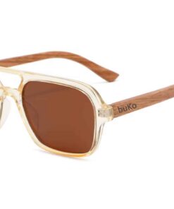 Frank sun sunglasses with yellow frame and wooden temples