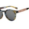 jaques sunglasses with rounded colourful frame and wooden arms