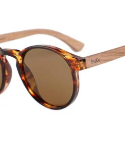 Rosco Fire sunglasses with tortoiseshell frame and wooden arms by BUKO