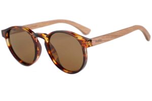 Rosco Fire sunglasses with tortoiseshell frame and wooden arms by BUKO