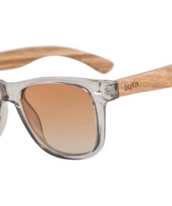 runaway haze sunglasses with wooden temples and grey lenses