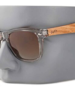 runaway haze wooden sunglasses with grey lenses on a male model