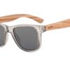 runaway fade sunglasses with wooden temples and grey lenses