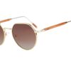 sahara gold sunglasses with titanium metal frame and wooden temples