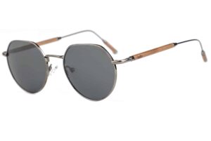 sahara silver sunglasses with titanium frame and wooden temples