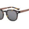 capri sunglasses with tortoiseshell frame, wooden temples and grey lenses.