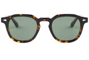 front view of capri wooden sunglasses with tortoiseshell frame