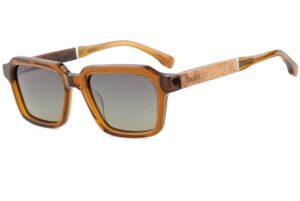river amber sunglasses model with wood arms