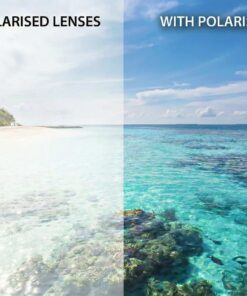 comparison of buko polarised lenses looking at a tropical beach scene