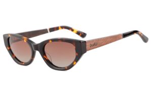 Havana cat eye wooden temple sunglasses