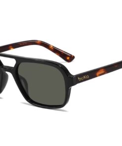 Brando thin rectangular double bridge sunglasses by Buko