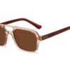 Brando thin rectangular double bridge sunglasses in champagne brown colour by Buko