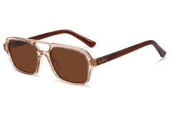 Brando thin rectangular double bridge sunglasses in champagne brown colour by Buko