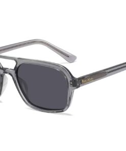 Brando grey thin rectangular double bridge sunglasses by Buko