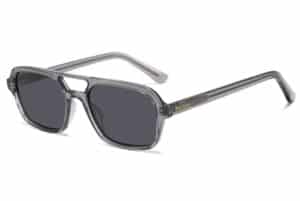Brando grey thin rectangular double bridge sunglasses by Buko