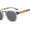 BuKo Ocean sunglasses with translucent green acetate frame, polarised lenses and natural wood temples