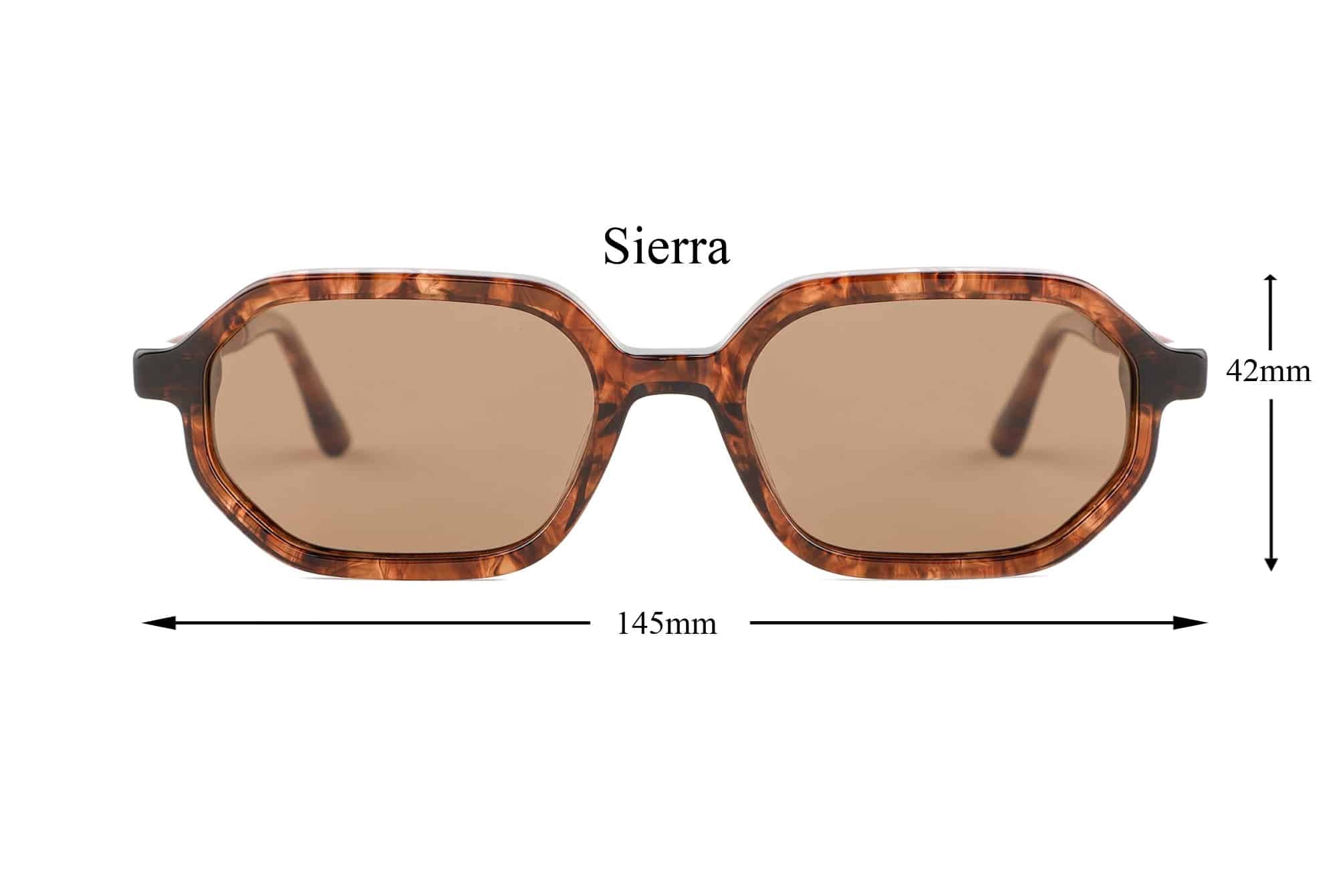 image showing the dimensions of Sierra sunglasses