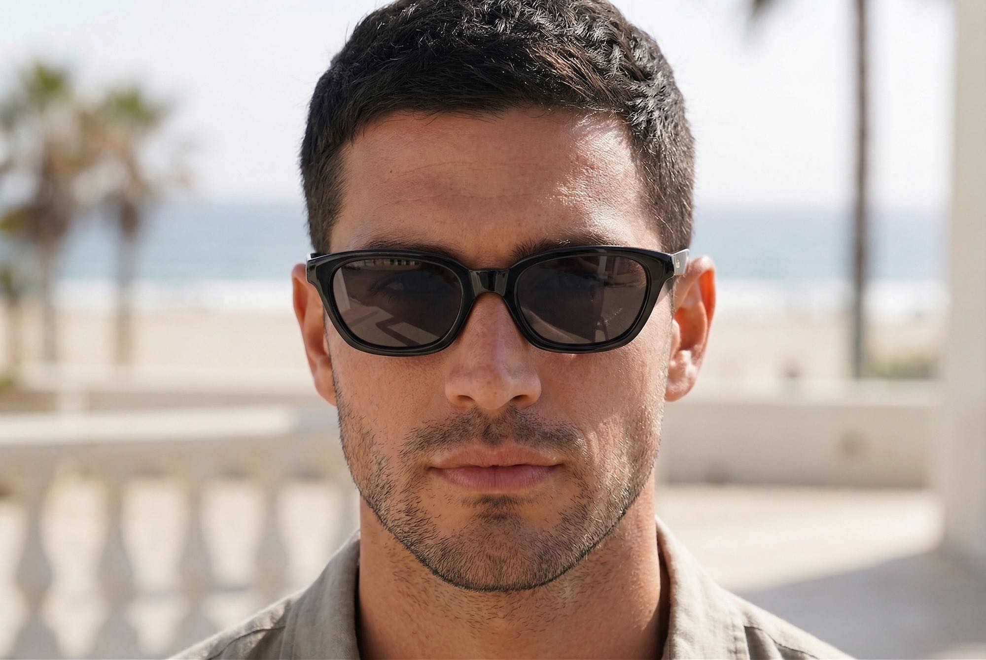 male model wearing black monaco sunglasses by buko