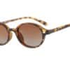 Tropez thin almond round tortoiseshell sunglasses with brown gradient polarised lenses by Buko