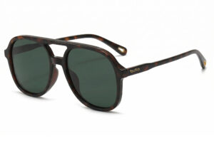 Buko Wategos retro tortoiseshell aviator sunglasses with dark green polarised lenses, acetate frame, arched double bridge, unisex Australia