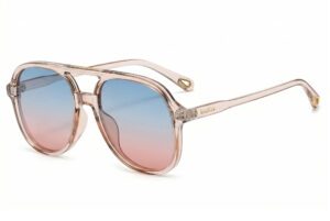 Buko Wategos transparent pink aviator sunglasses with blue to pink gradient lenses, retro acetate frame, arched double bridge, unisex Australia