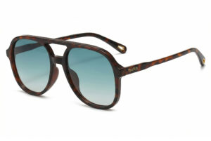 Buko Wategos tortoiseshell aviator sunglasses with green gradient polarised lenses, retro acetate frame, arched double bridge, unisex Australia