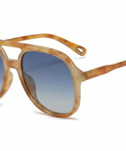 Buko Wategos retro aviator sunglasses in amber translucent acetate with blue gradient polarised lenses, arched double bridge, unisex Australia