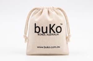 buko branded white linen pouch