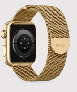 Gold Velour stainless steel magnetic Apple Watch band by Buko with adjustable magnetic fit