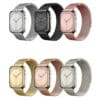 six colours of velour stainless steel magnetic Apple Watch bands by buKo.