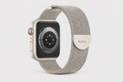 Starlight Velour stainless steel magnetic Apple Watch band by Buko with soft champagne finish