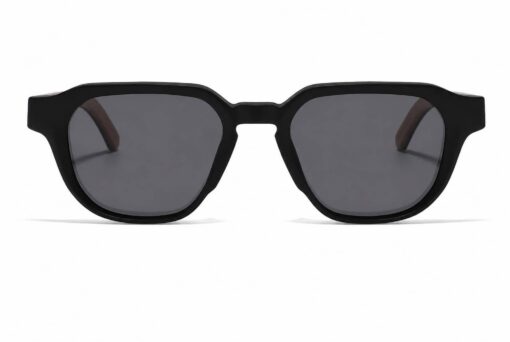 front view of manta black wooden sunglasses