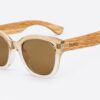 porter sunglasses with wooden arms and brown fade frame